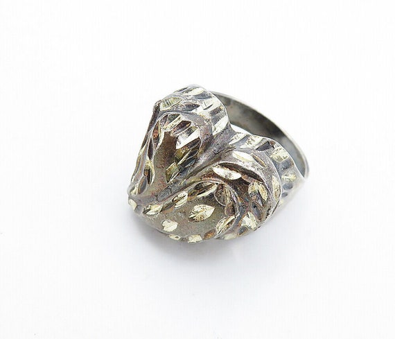 925 Silver - Vintage Diamond Cut Detail Love Hear… - image 5