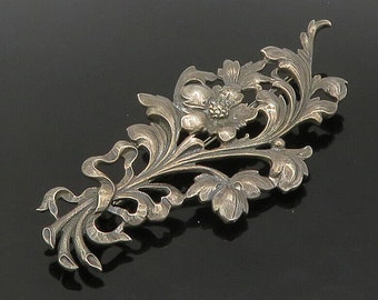 CORO 925 Sterling Silver - Vintage Antique Rare Floral Vine Brooch Pin - BP9005