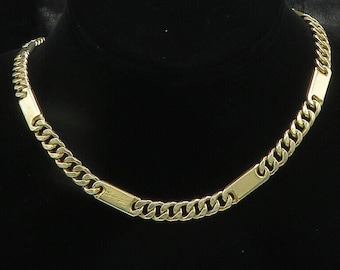 925 Sterling Silver - Vintage Shiny Gold Plated Curb Link Chain Necklace- NE3117