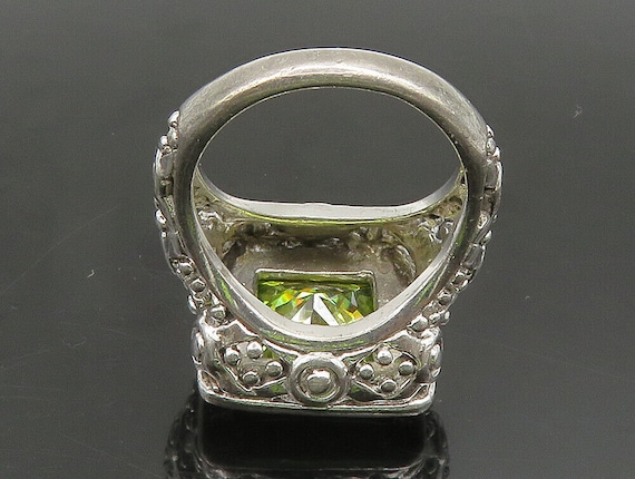 925 Silver - Vintage Green Cubic Zirconia Beaded … - image 5