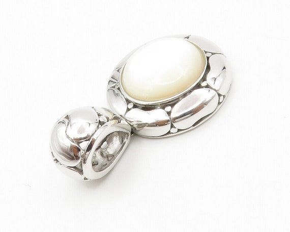 925 Sterling Silver - Mother Of Pearl Dome Shiny … - image 3