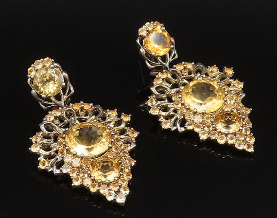 925 Silver - Vintage Beautiful Dancing Citrine Ch… - image 1
