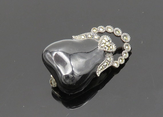 JUDITH JACK 925 Silver - Vintage Black Onyx & Mar… - image 2