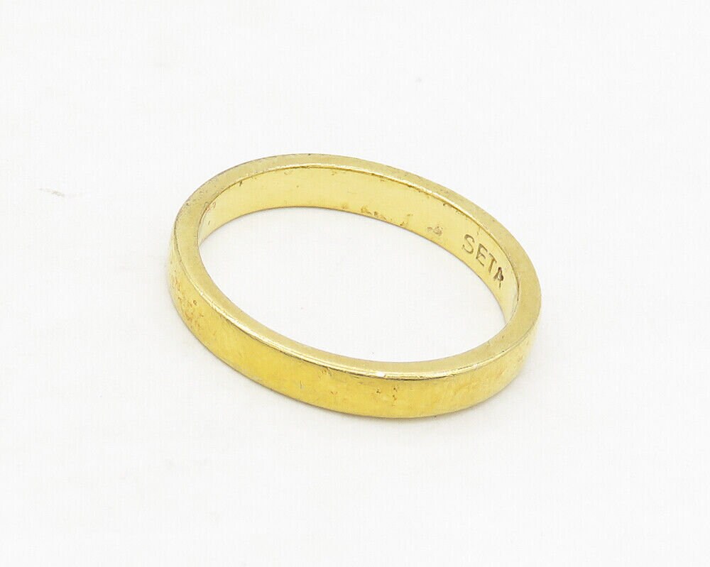 SETA 925 Sterling Silver Shiny Gold Plated Minimalist Band Ring Sz