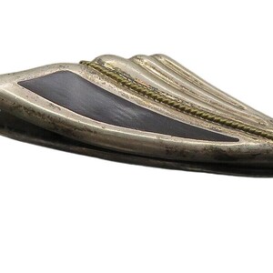 MEXICO 925 Sterling Silver Vintage Black Onyx Fluted Twist Brooch Pin BP4091
