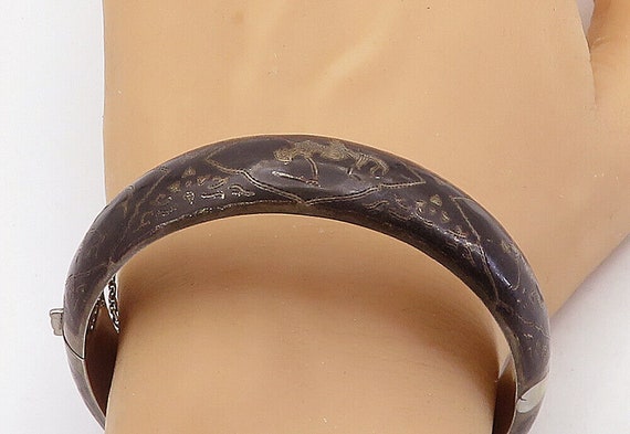 SIAM 925 Sterling Silver Vintage Niello Dancer Round Bangle 