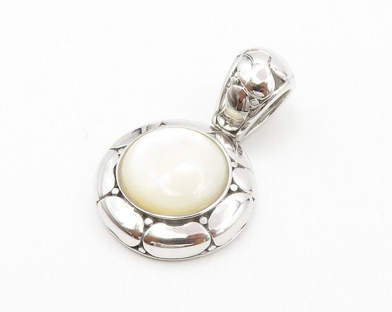 925 Sterling Silver - Mother Of Pearl Dome Shiny … - image 2