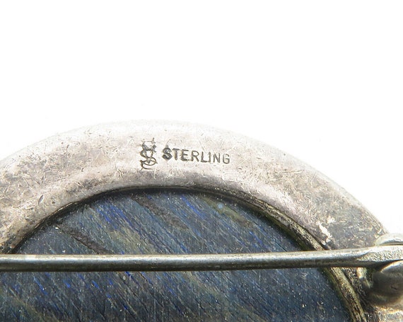 925 Sterling Silver - Vintage Striped Pattern Woo… - image 5