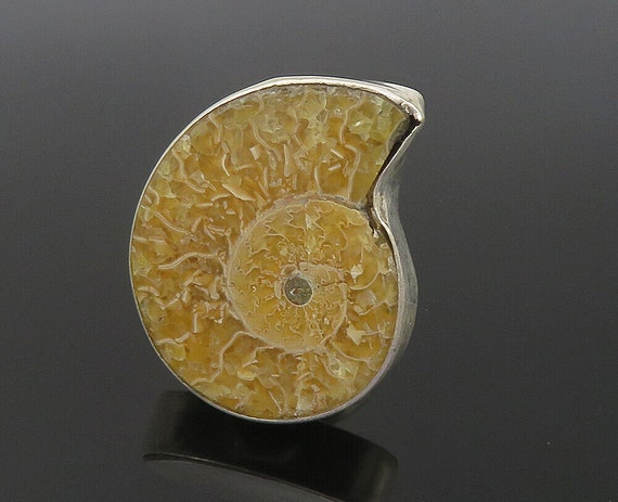 925 Sterling Silver - Vintage Ammonite Fossil Sna… - image 1