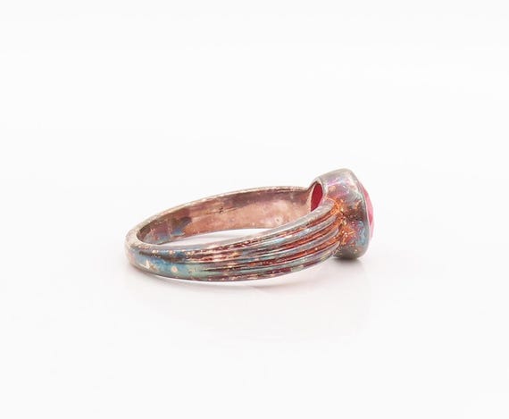 925 Sterling Silver Vintage Ring Designer Carved Stacked CZ
