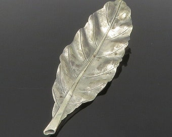 Argent sterling 925 - Broche vintage foncée à motif d'une feuille - BP5094