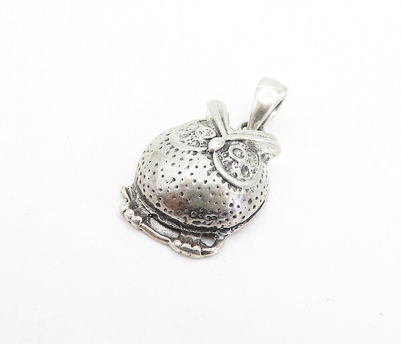 925 Sterling Silver - Vintage Petite Round Owl Mo… - image 2