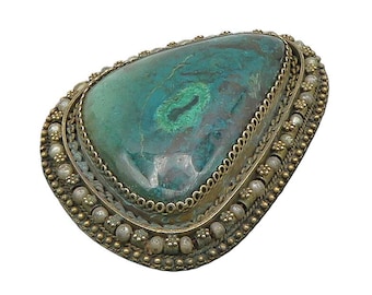 ISRAEL 925 Silver Vintage Large Eilat & Cultured Pearls Brooch Pin BP9525