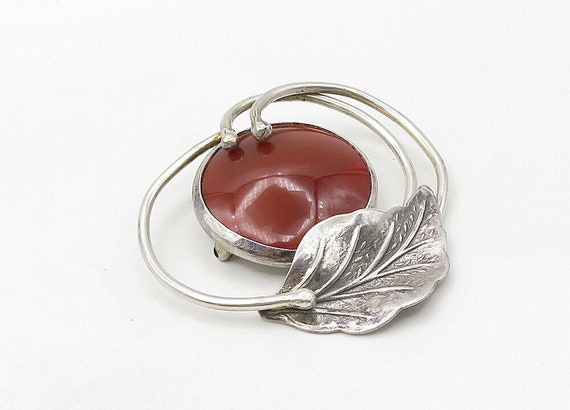 925 Sterling Silver - Vintage Cabochon Cut Carnel… - image 3