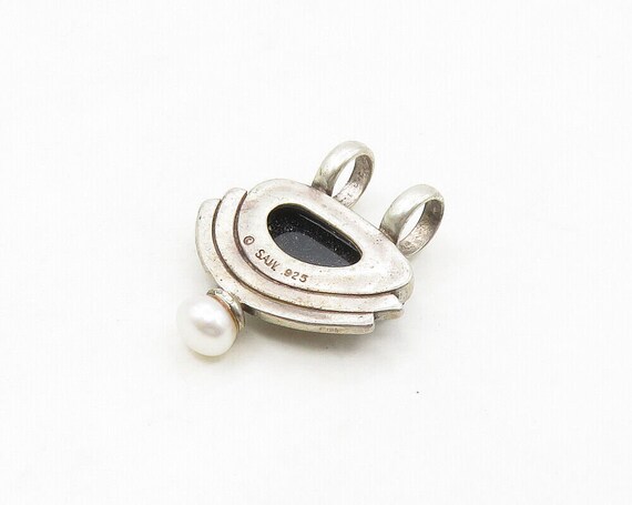 DESIGNER 925 Silver - Vintage Petite Pearl & Druz… - image 4