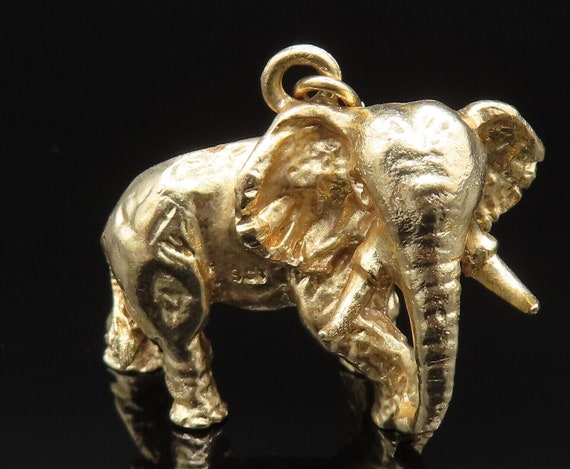 10K GOLD - Vintage Heavy Sculpted Walking Elephan… - image 5