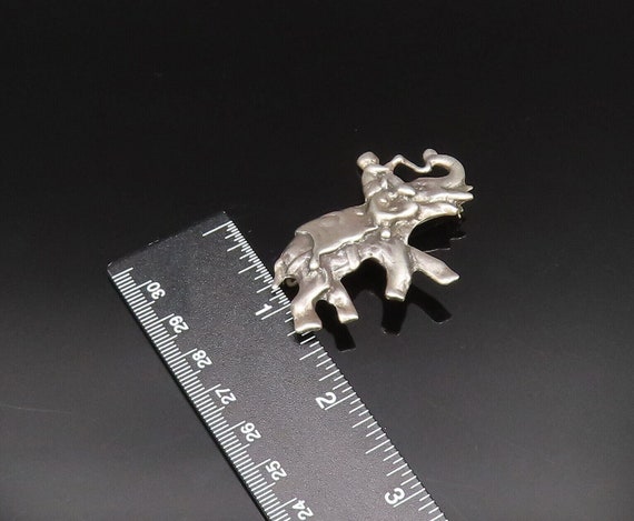 925 Sterling Silver - Vintage Man Riding Elephant… - image 6