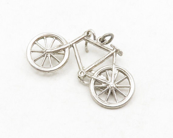 925 Sterling Silver - Vintage Shiny Bicycle Motif… - image 2