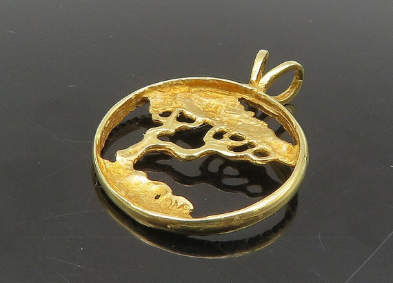 14K GOLD - Vintage Shiny Petite Tree Round Drop P… - image 5