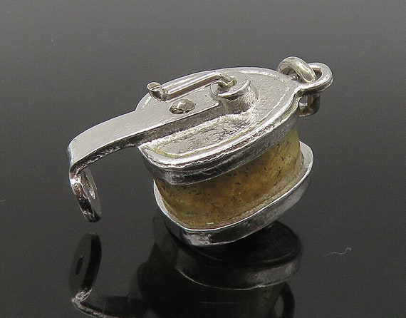 925 Sterling Silver - Vintage Shiny Spinning Fishing Rod Reel Pendant -  PT17453