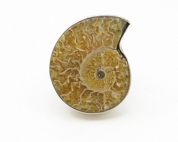 925 Sterling Silver - Vintage Ammonite Fossil Sna… - image 2