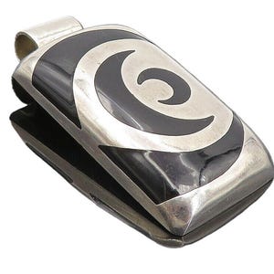 Broche vintage de plata de ley 925 con incrustaciones de ónix negro, BP3178