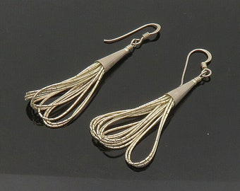 925 Sterling Silver - boucles d’oreilles vintage Liquid Silver Loop Dangle - EG10744