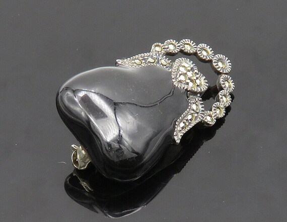 JUDITH JACK 925 Silver - Vintage Black Onyx & Mar… - image 1