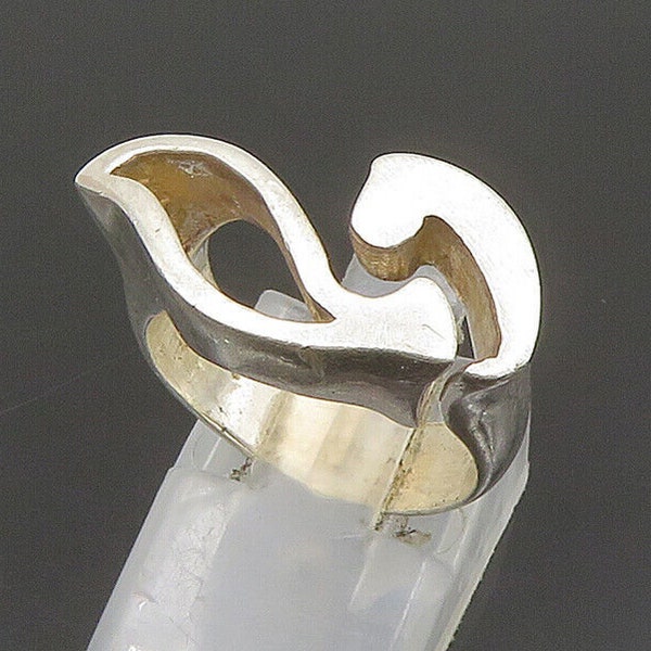 SEZGIN 925 Silver - Vintage Shiny Abstract Cut Out Band Ring Sz 6.5 - RG24114