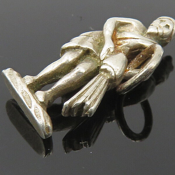 925 Sterling Silver - Vintage Petite Figure Pouring Water Drop Pendant - PT8143