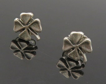 NAVAJO 925 Sterling Silver - Vintage Four Leaf Clover Stud Earrings - EG7913