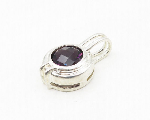 925 Sterling Silver - Faceted Amethyst Shiny Roun… - image 2