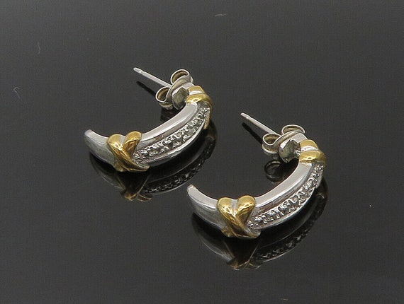 925 Sterling Silver - Vintage Two Tone Genuine Di… - image 3