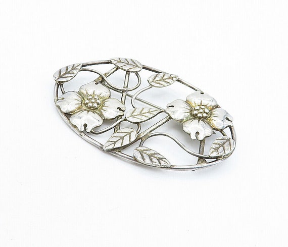 MEXICO 925 Sterling Silver - Vintage Floral Leaf … - image 2