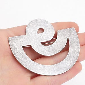 MEXICO 925 Sterling Silver Vintage Shiny Smooth Open Design Brooch Pin BP1667