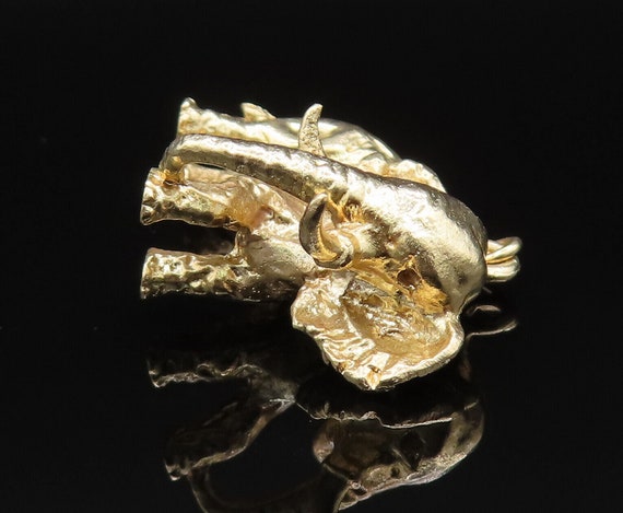 10K GOLD - Vintage Heavy Sculpted Walking Elephan… - image 4