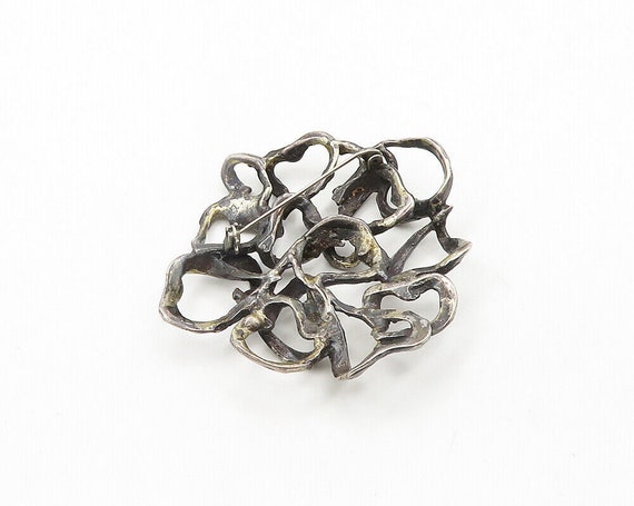 925 Sterling Silver - Vintage Brutalist Sculpted … - image 4