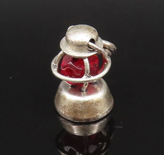 925 Sterling Silver - Vintage Caged Garnet Lanter… - image 1
