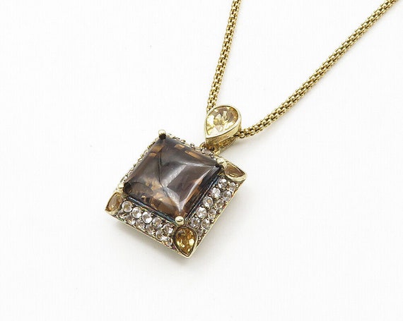 925 Sterling Silver - Smoky Topaz Gold Plated Shi… - image 3
