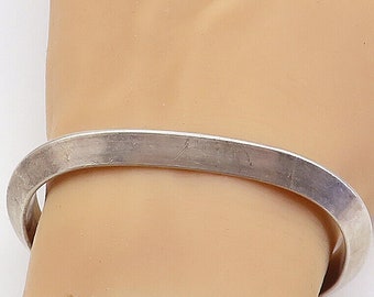 B.B. BECKER 925 Sterling Silver - Vintage Smooth Angled Cuff Bracelet - BT3362
