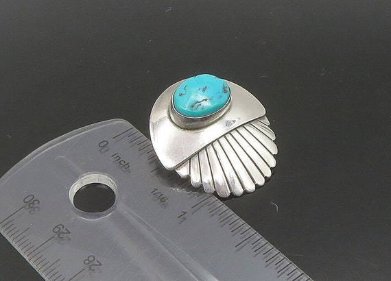 NAVAJO 925 Sterling Silver - Vintage Turquoise Sc… - image 2