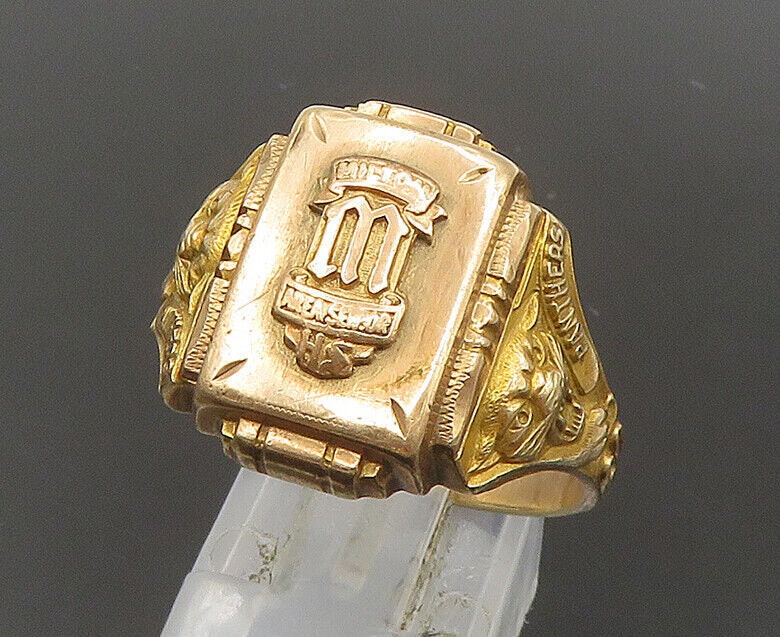 LGB 10K GOLD Vintage Antique 1960 Class Square Band Ring Sz 11 GR294