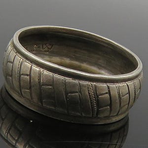 925 Sterling Silver Vintage Etched Detail Round Band Ring Sz 7 RG15558