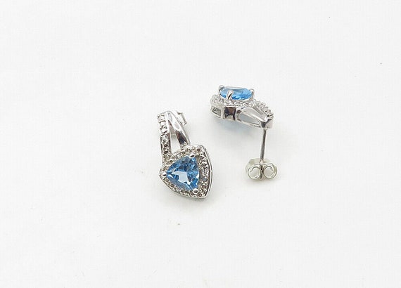 925 Silver - Vintage Genuine Diamond & Blue Topaz… - image 4