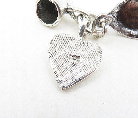 925 Sterling Silver - Vintage Shiny Love Heart Fi… - image 5