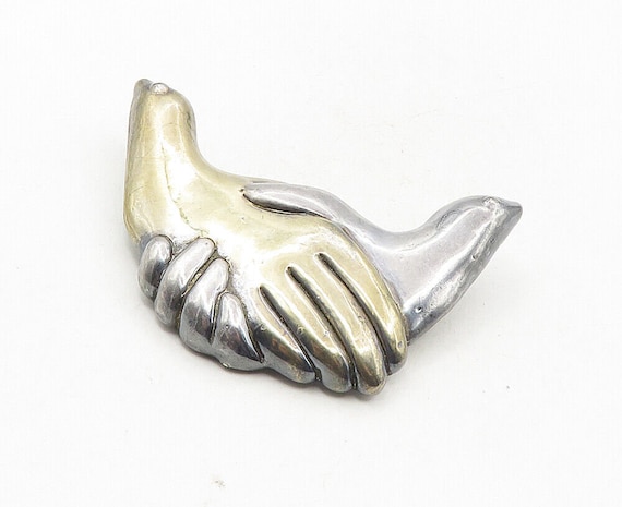 925 Sterling Silver - Vintage Smooth Doves Hands … - image 2