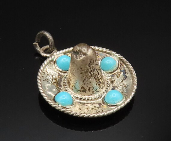 925 Sterling Silver - Vintage Cabochon Turquoise … - image 3