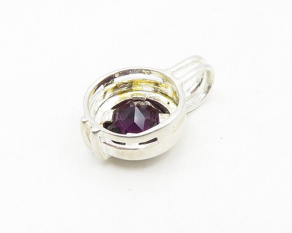 925 Sterling Silver - Faceted Amethyst Shiny Roun… - image 4