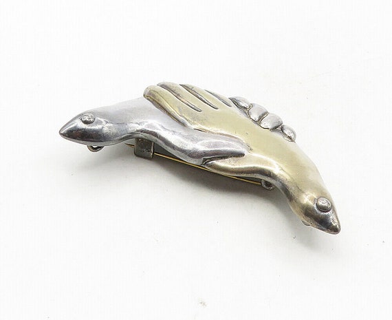 925 Sterling Silver - Vintage Smooth Doves Hands … - image 3
