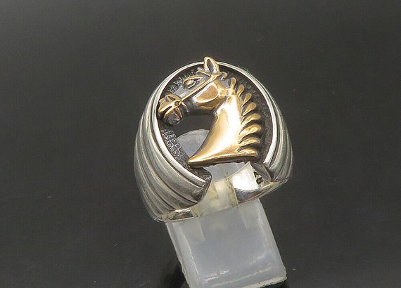925 Silver - Vintage 2 Tone Horse Head & Shoe Lar… - image 6